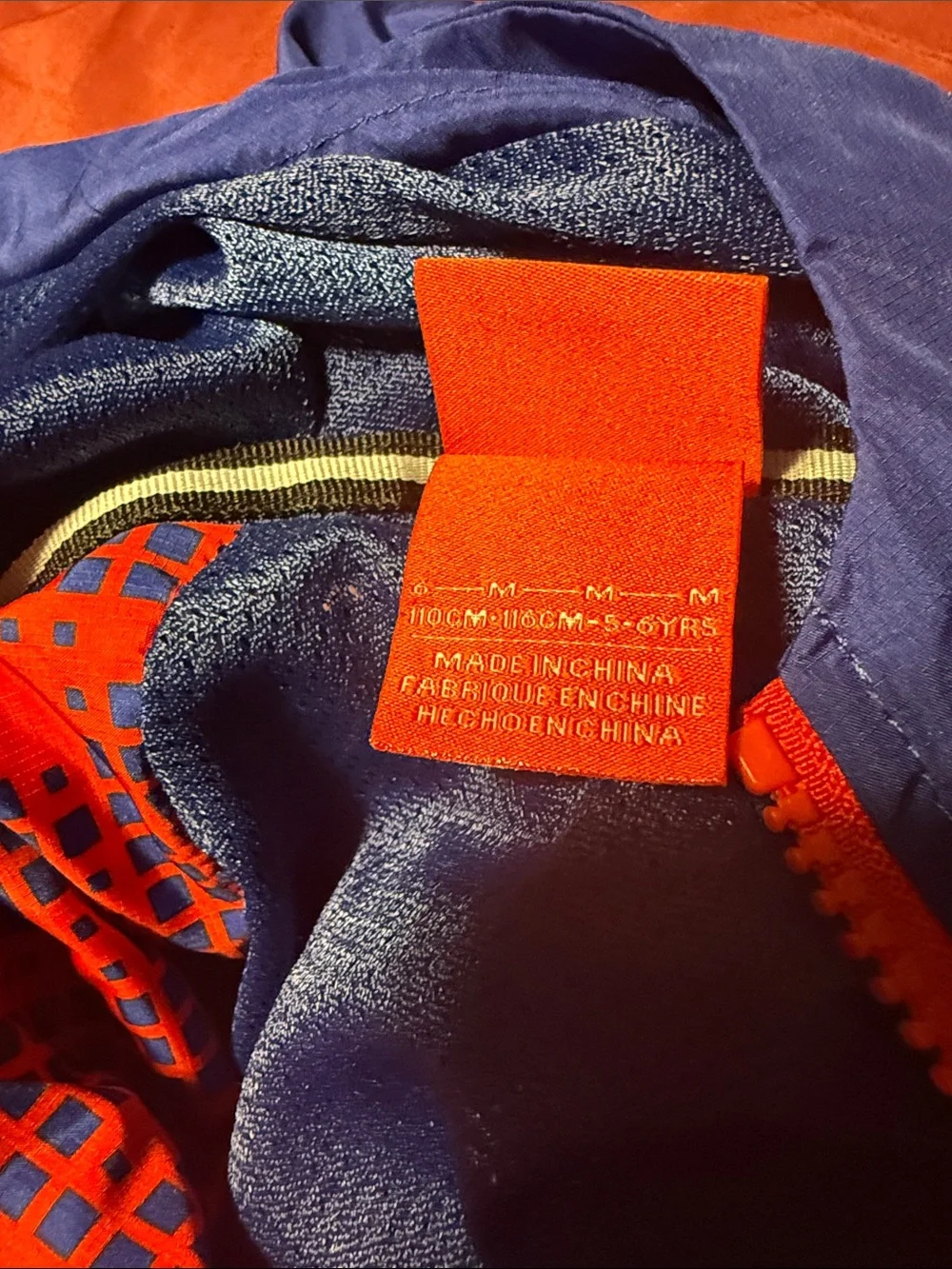 Nike Kids Navy and Red Hooded Rain Jacket